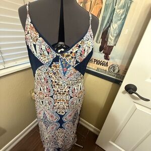 Xhilaration Blue and Multicolor Scandicore Maxi Dress